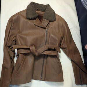 Subzero Light Brown Genuine Leather Coat With Zip Out Liner Size XL